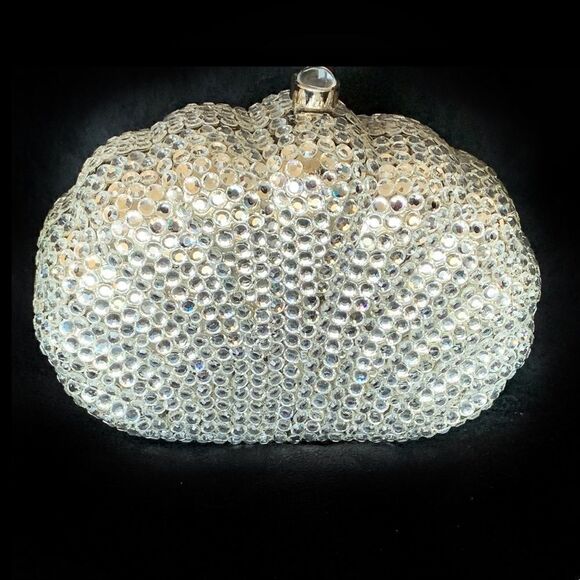 Silver shell shaped crystal evening mini bag - Picture 1 of 9